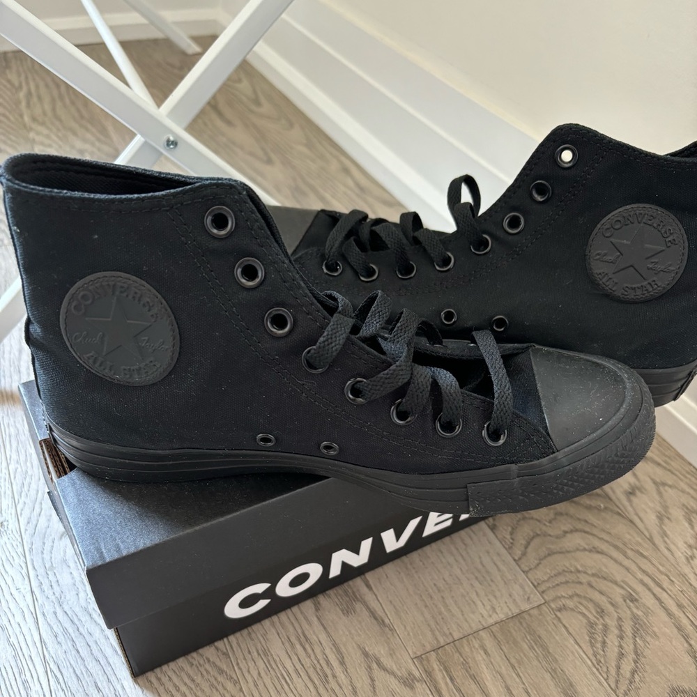 All Black High Top Converse - Worn Once - M7.5 or W9